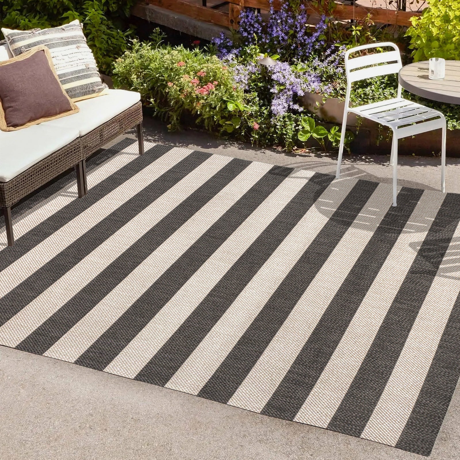 Negril Two-Tone Wide Stripe Indoor/Outdoor Runner Rug