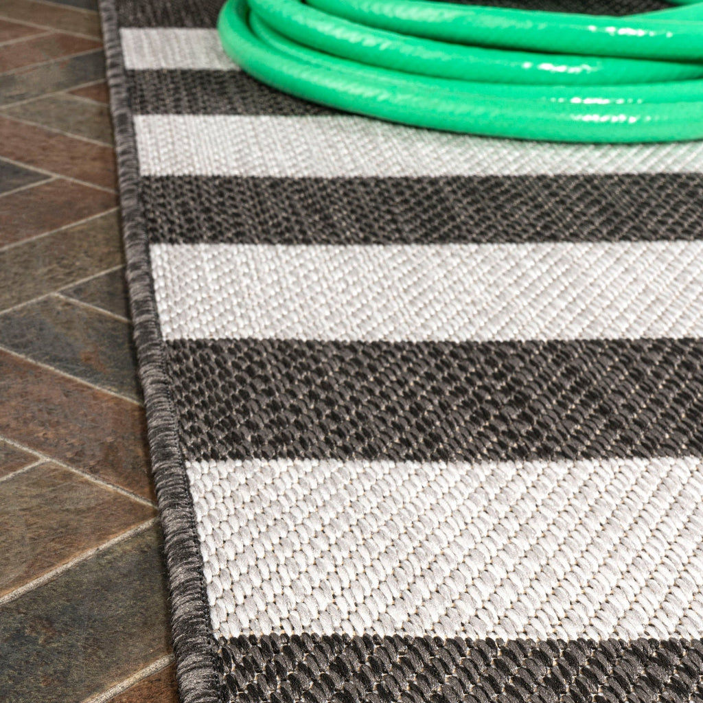 Negril Two-Tone Wide Stripe Indoor/Outdoor Runner Rug