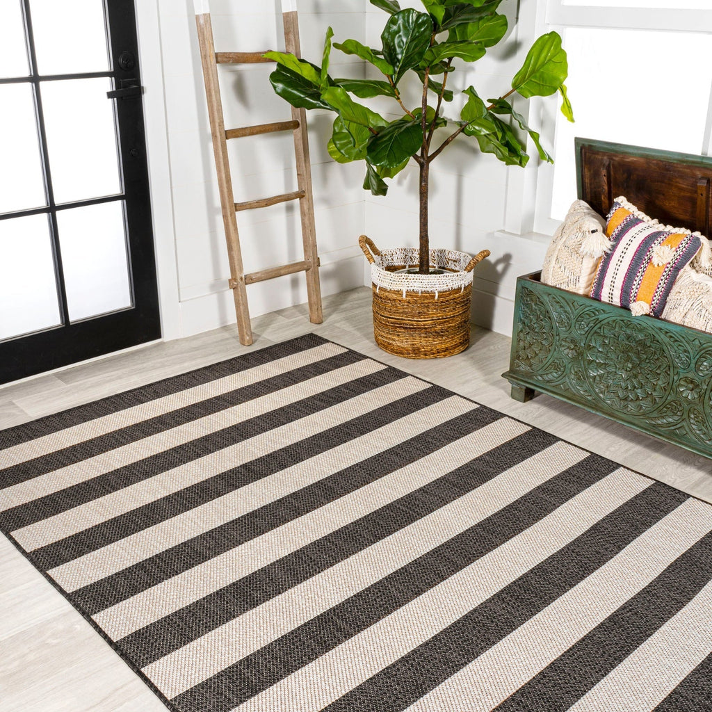 Negril Two-Tone Wide Stripe Indoor/Outdoor Runner Rug