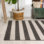 Negril Two-Tone Wide Stripe Indoor/Outdoor Runner Rug