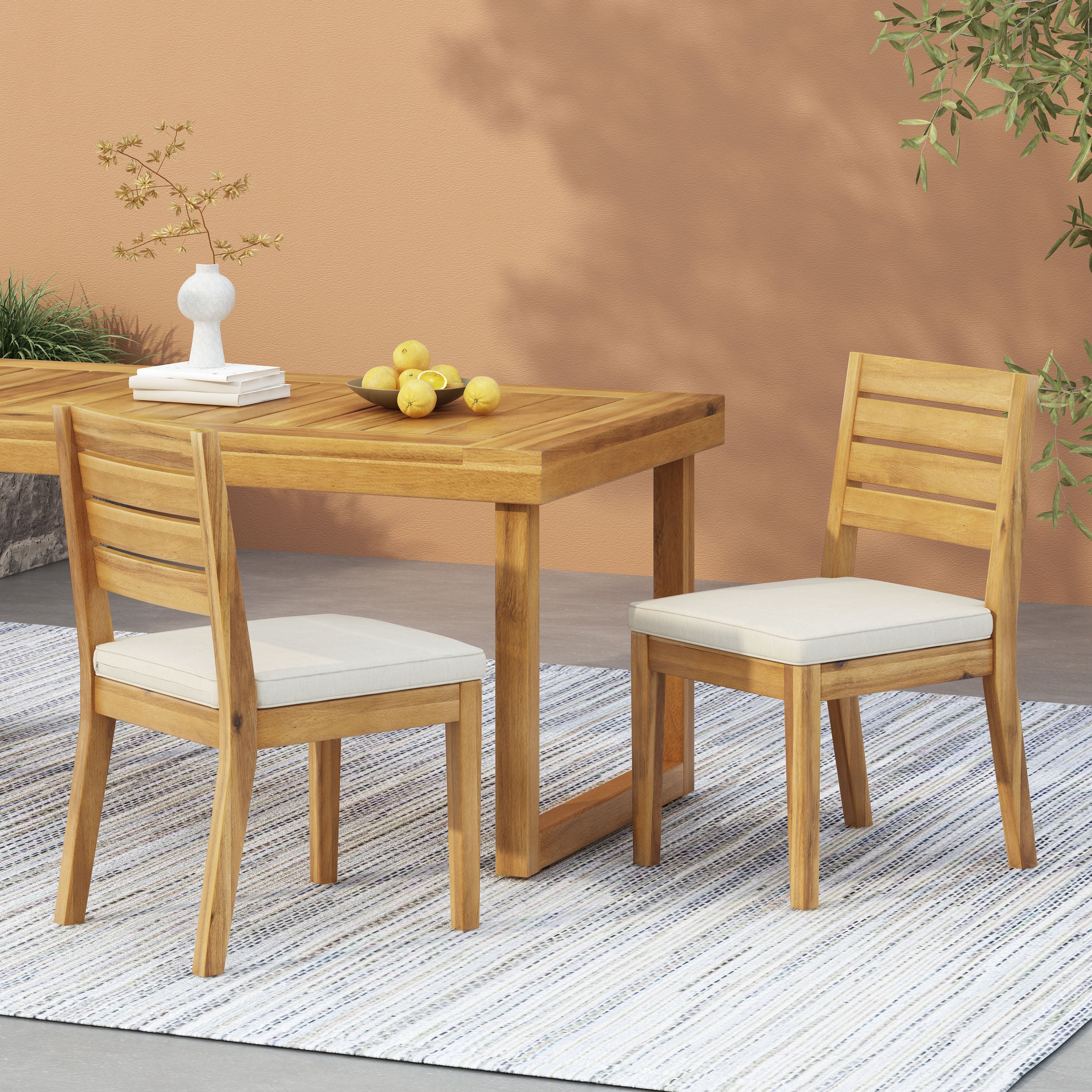 Armless Outdoor Dining Chairs, Set of 2