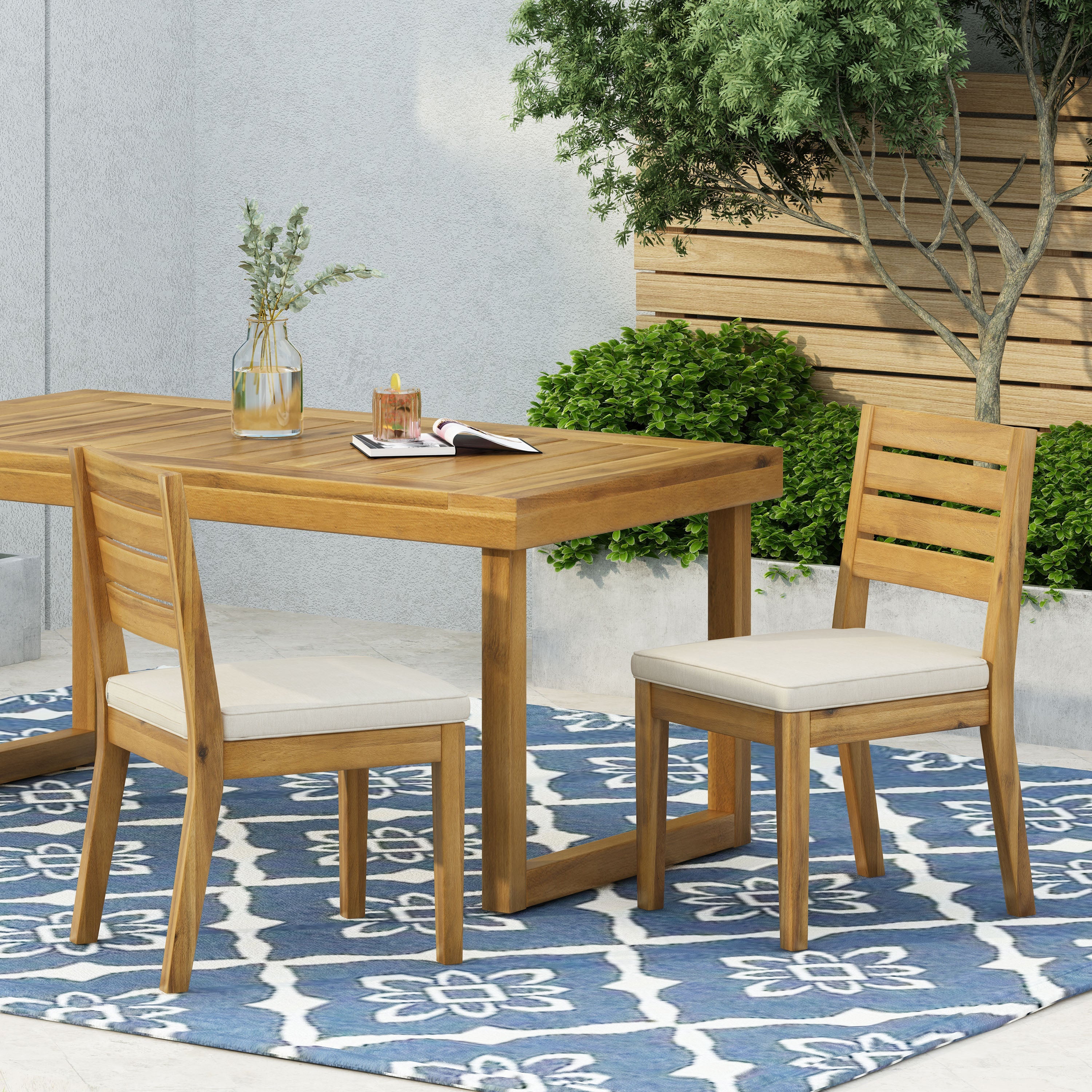 Armless Outdoor Dining Chairs, Set of 2
