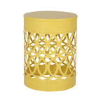 Symmetry Yellow Outdoor Cylindrical End Table with Overlapping Circle Pattern
