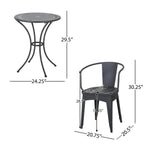 Pursuant 3-Piece Iron Bistro Set with Round Table and 2 Curved Back Chairs