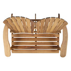 Outdoor Adirondack Loveseat with Hand Crafted Details, Natural
