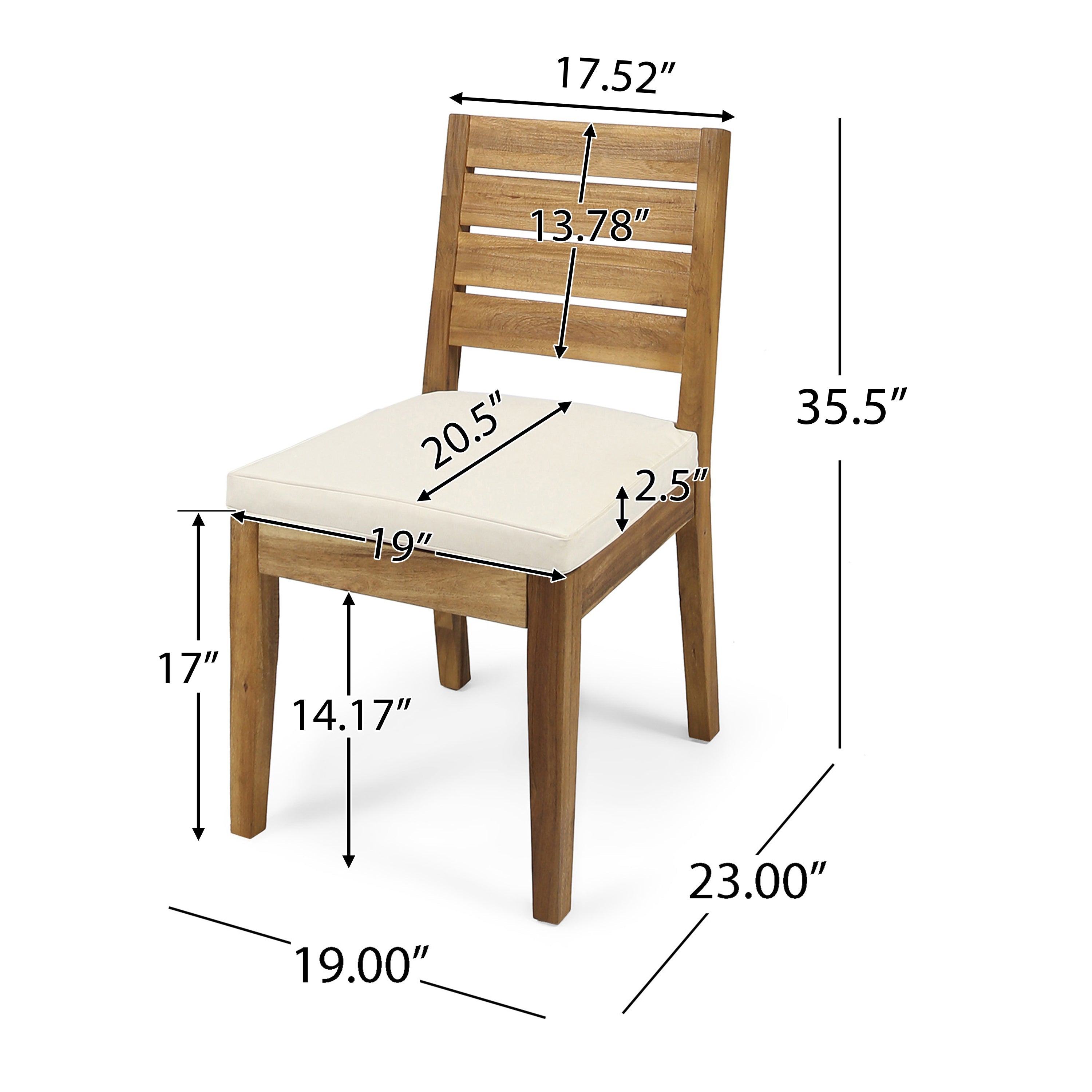 Armless Outdoor Dining Chairs, Set of 2
