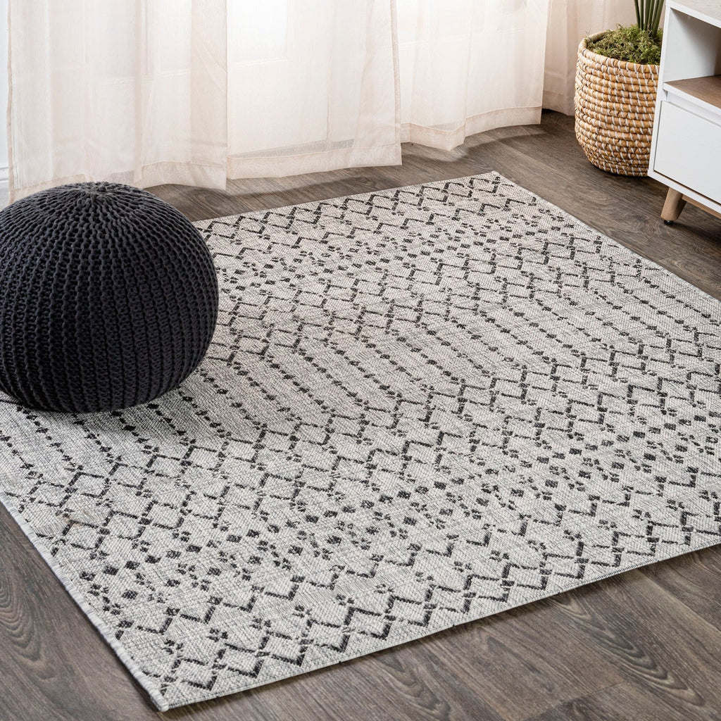 Ourika Moroccan Geometric Textured Weave Indoor/Outdoor Area Rug