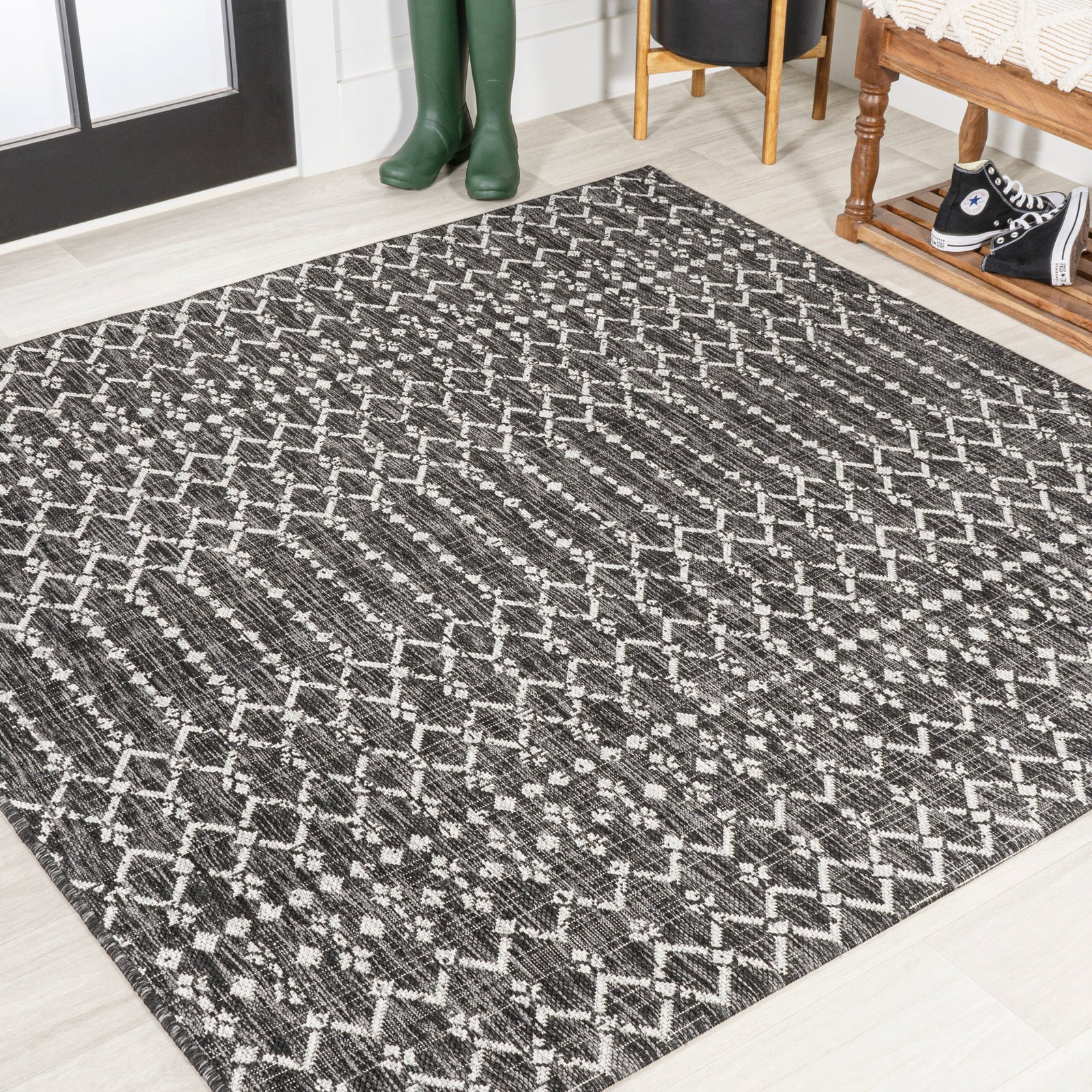 Ourika Moroccan Geometric Textured Weave Indoor/Outdoor Area Rug