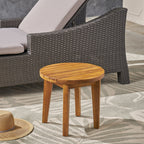 Outdoor 16" Acacia Wood Side Table with Weather Resistance