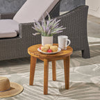Outdoor 16" Acacia Wood Side Table with Weather Resistance