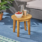 Outdoor 16" Acacia Wood Side Table with Weather Resistance