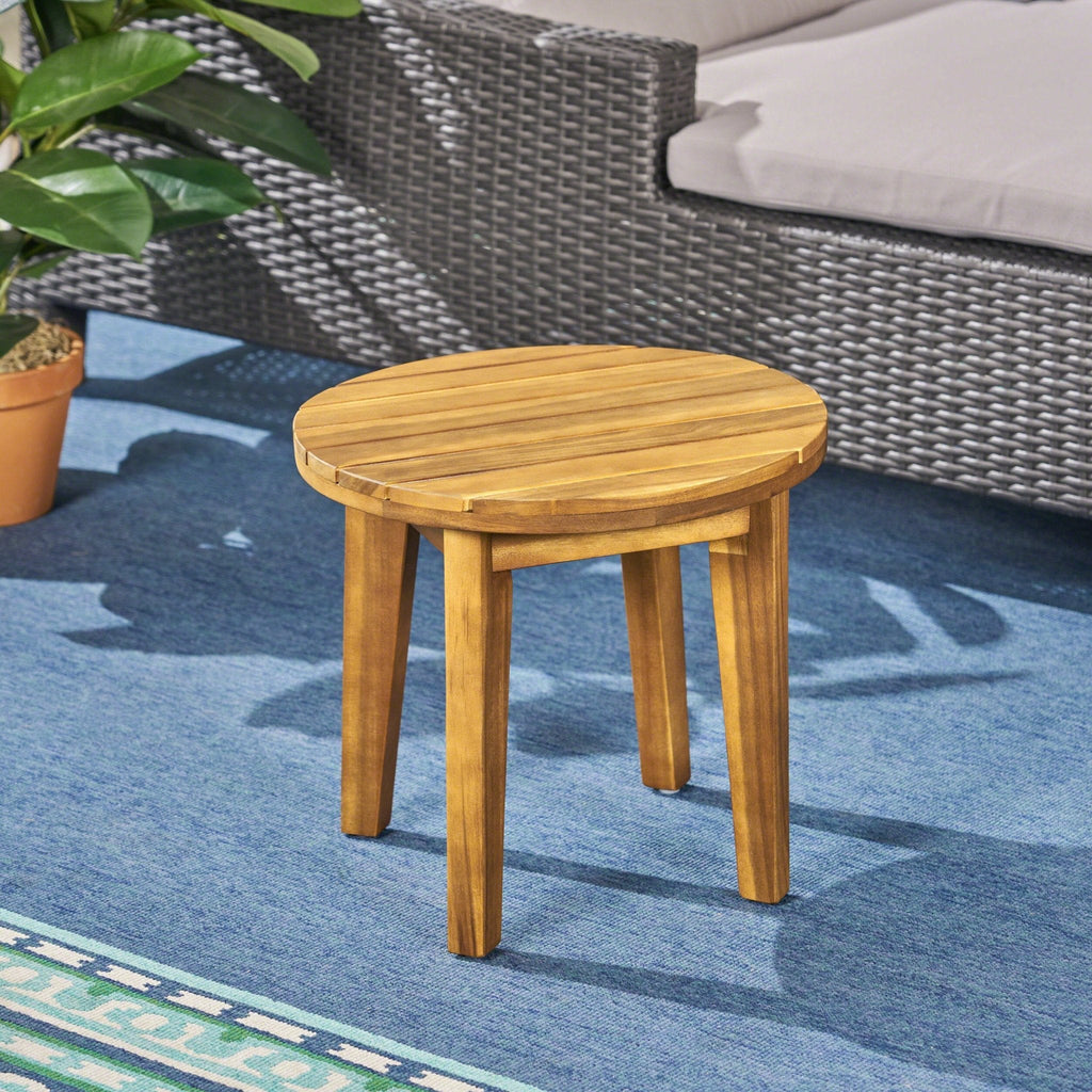 Outdoor 16" Acacia Wood Side Table with Weather Resistance