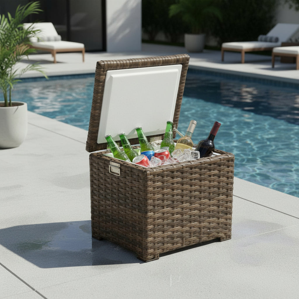 Wicker Husk Ice Chest End Table