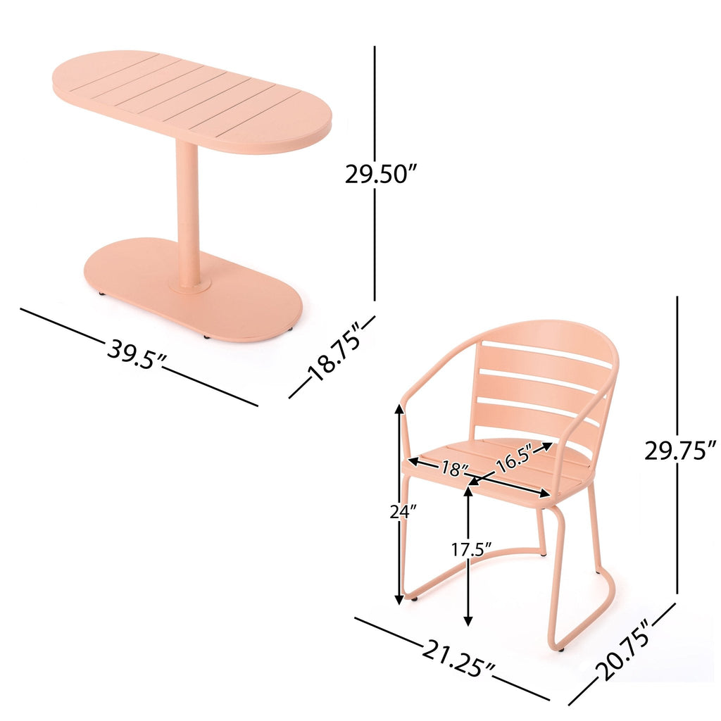 Outdoor Metal Seating Set with Coffee Table and 2 Chairs