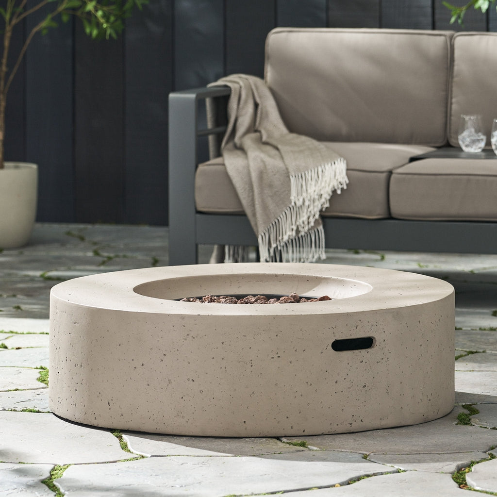 Outdoor Round Concrete Propane Firepit