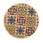 Outdoor Side Table with Tile Mosaic Table Top and Metal Legs