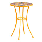 Outdoor Side Table with Tile Mosaic Table Top and Metal Legs