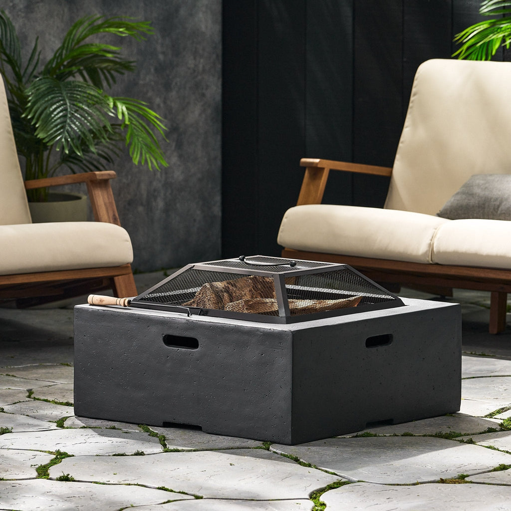 Outdoor Square Wood Burning Firepit