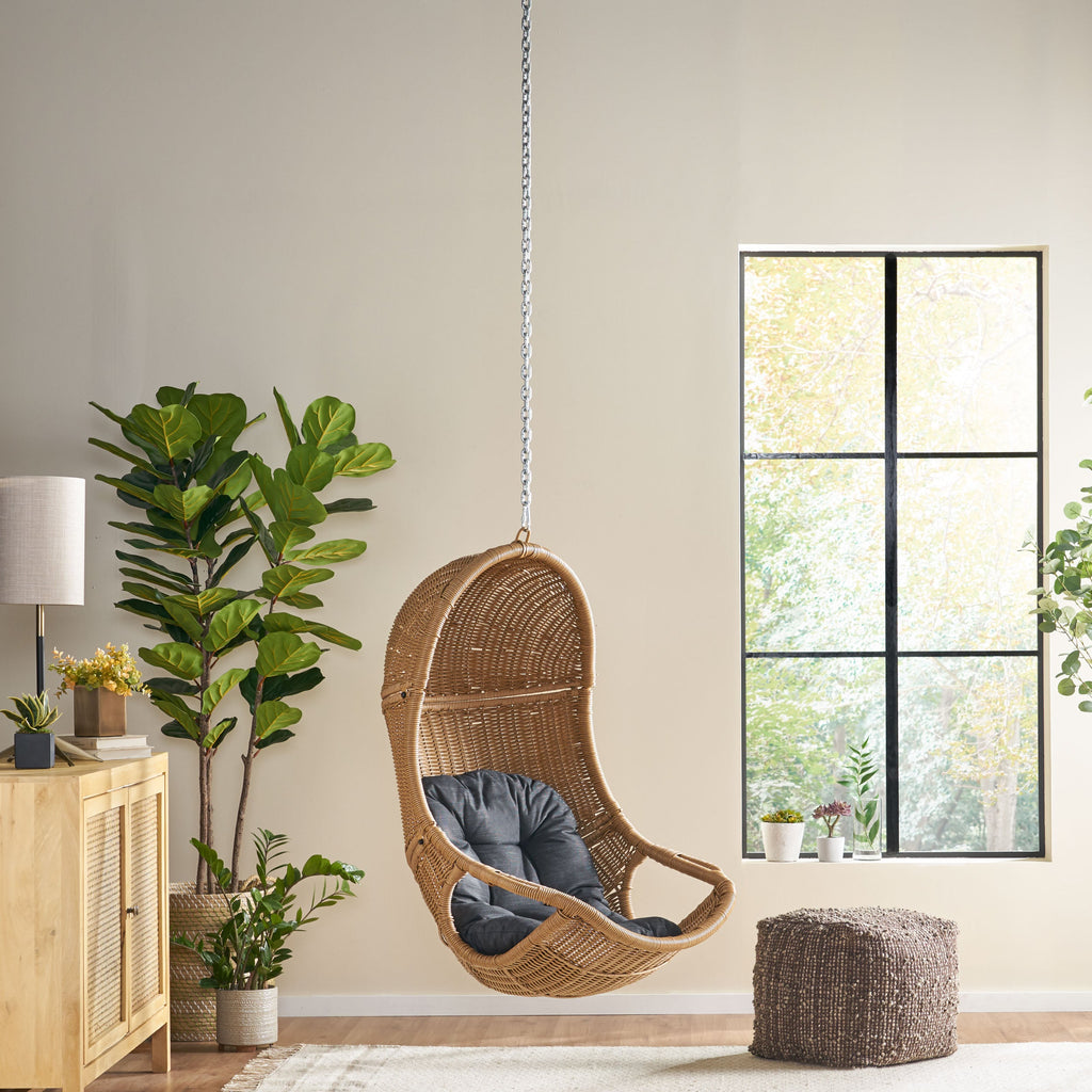 Berrien Outdoor/Indoor Wicker Hanging Swing Chair with 8-Foot Chain