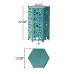 Enshrine Outdoor Iron Side Table with Sunburst Cut Out Design