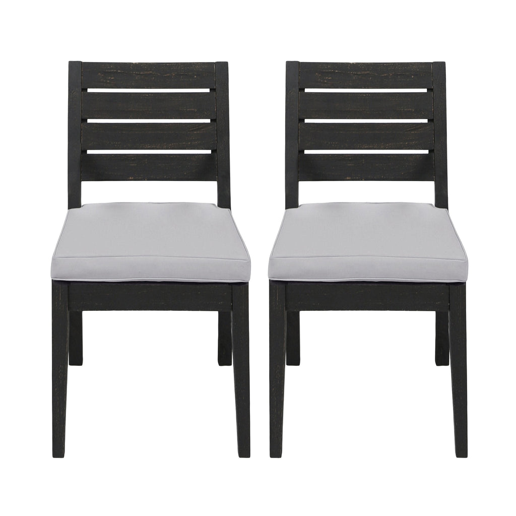 Patio Armless Dining Chair with Laid-Back Slat Panel Design, Set of 2