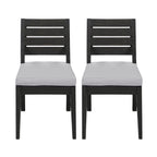 Patio Armless Dining Chair with Laid-Back Slat Panel Design, Set of 2