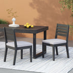 Patio Armless Dining Chair with Laid-Back Slat Panel Design, Set of 2