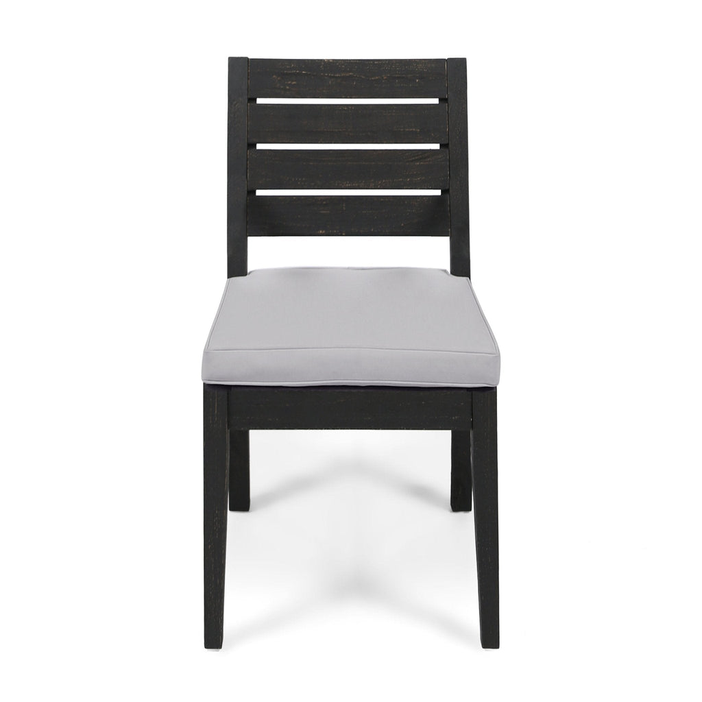 Patio Armless Dining Chair with Laid-Back Slat Panel Design, Set of 2