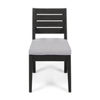 Patio Armless Dining Chair with Laid-Back Slat Panel Design, Set of 2