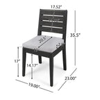 Patio Armless Dining Chair with Laid-Back Slat Panel Design, Set of 2