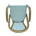 Crowned Wicker Bistro Chair with Checkered Pattern and Curved Arms, Set of 2