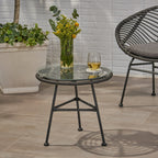 Petrichor Outdoor Rattan Table with Tempered Glass Top