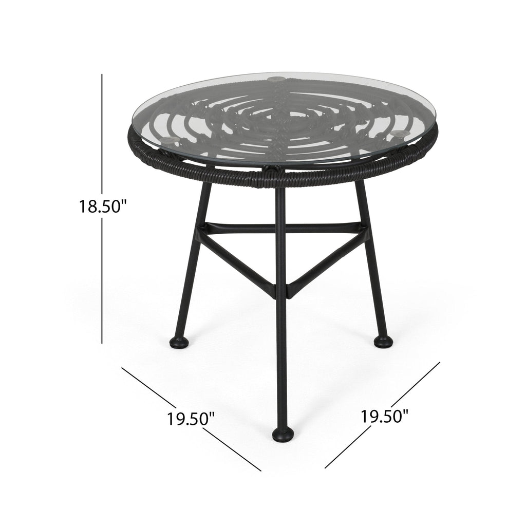Petrichor Outdoor Rattan Table with Tempered Glass Top