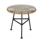 Petrichor Outdoor Rattan Table with Tempered Glass Top