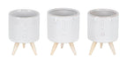 Porcelain Face Planter with Wooden Legs (Set of 3)