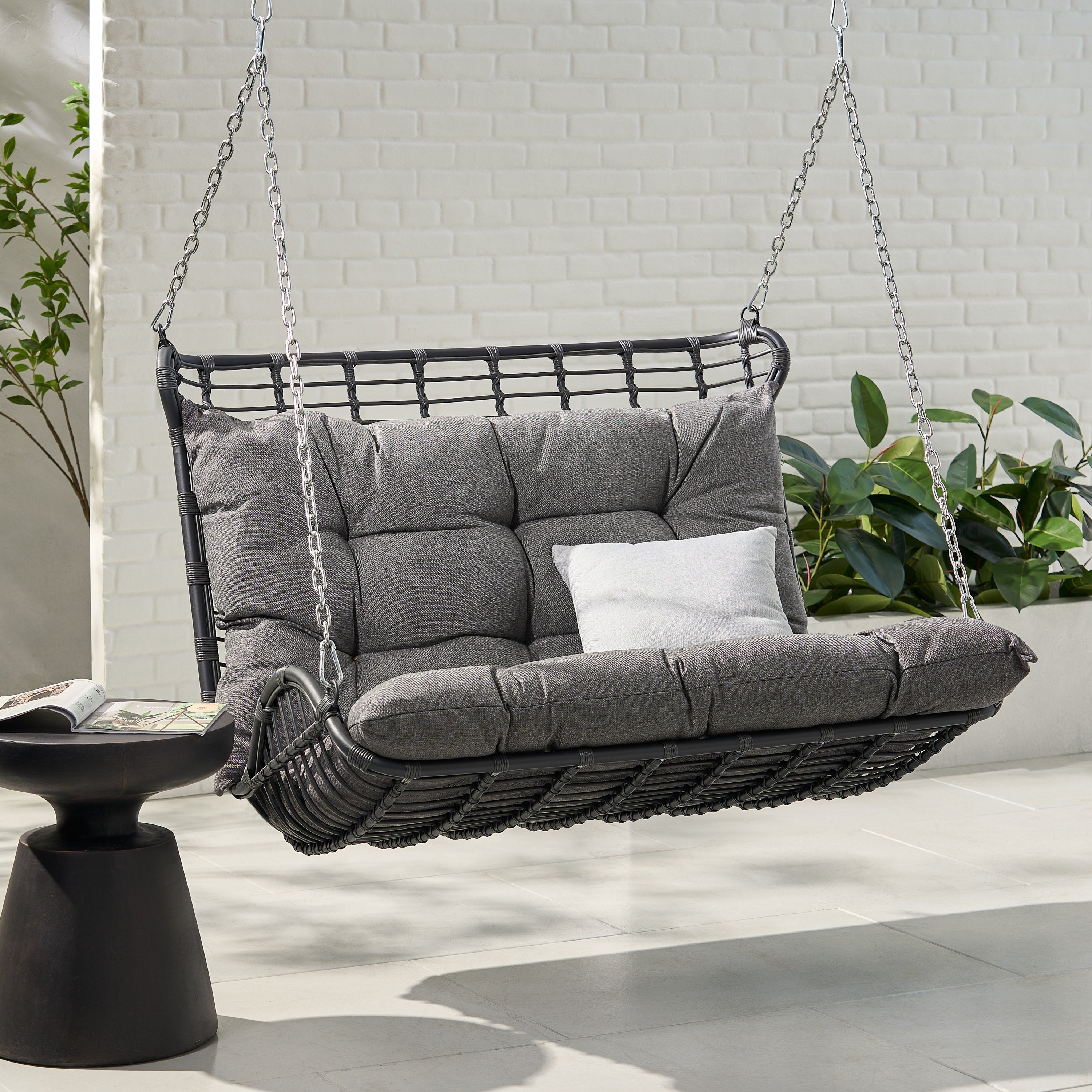 Arruda Outdoor Wicker Porch Swing with Cushions