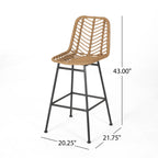 Sawtelle Outdoor Wicker Barstools, Set of 2