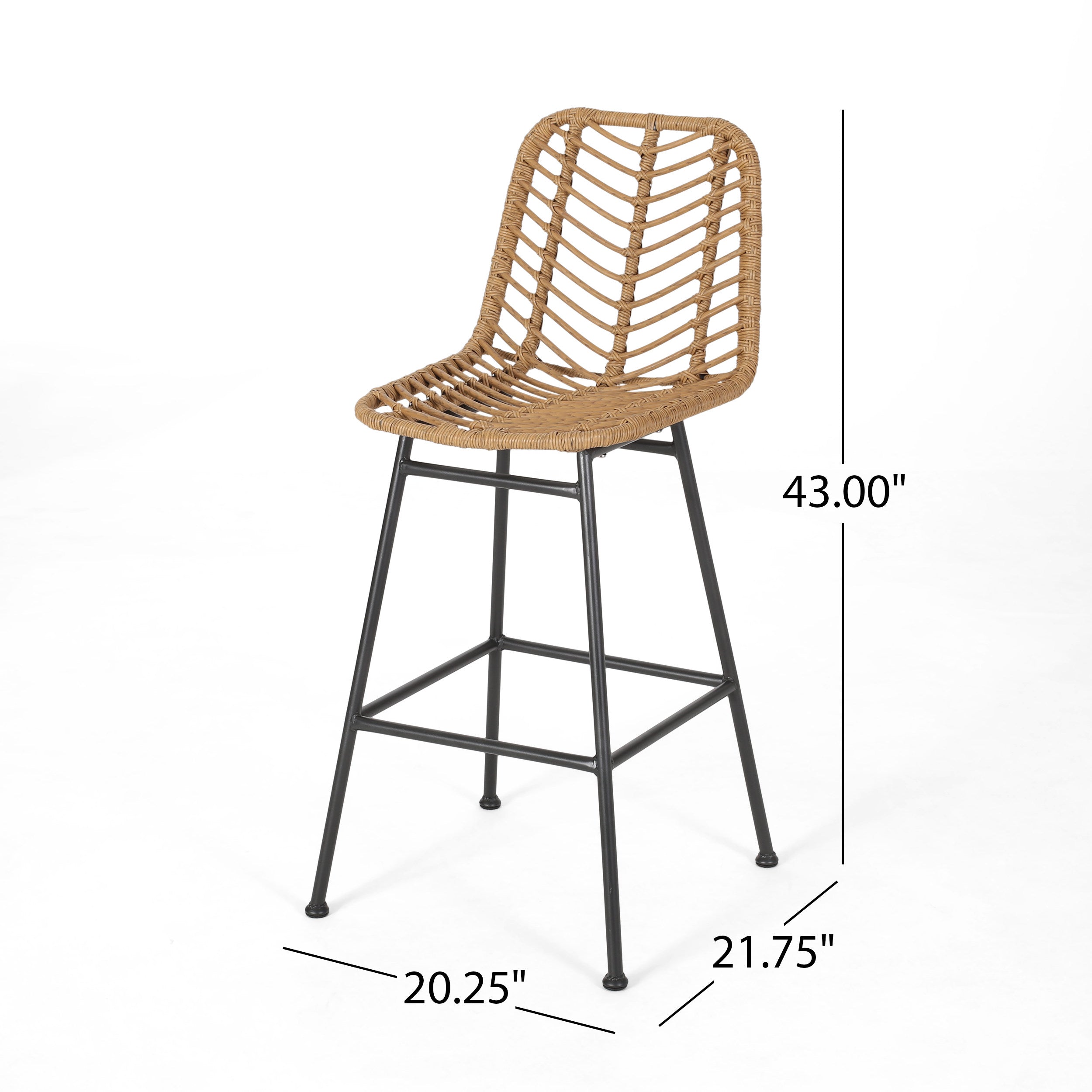 Sawtelle Outdoor Wicker Barstools, Set of 2