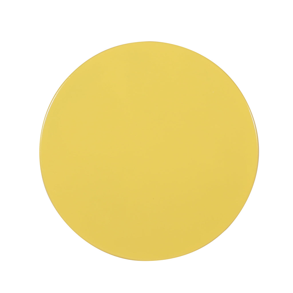 Symmetry Yellow Outdoor Cylindrical End Table with Overlapping Circle Pattern