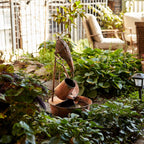 Rustic Metal Fountain with Duck and Watering Can 33"