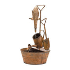 Rustic Metal Fountain with Duck and Watering Can 33"