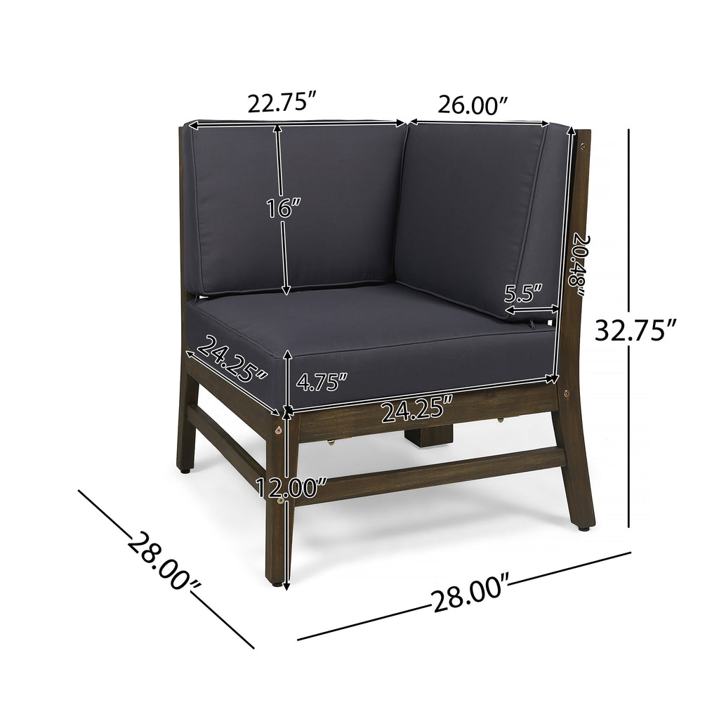 Perla Outdoor L-Shape Sectional Sofa with Coffee Table