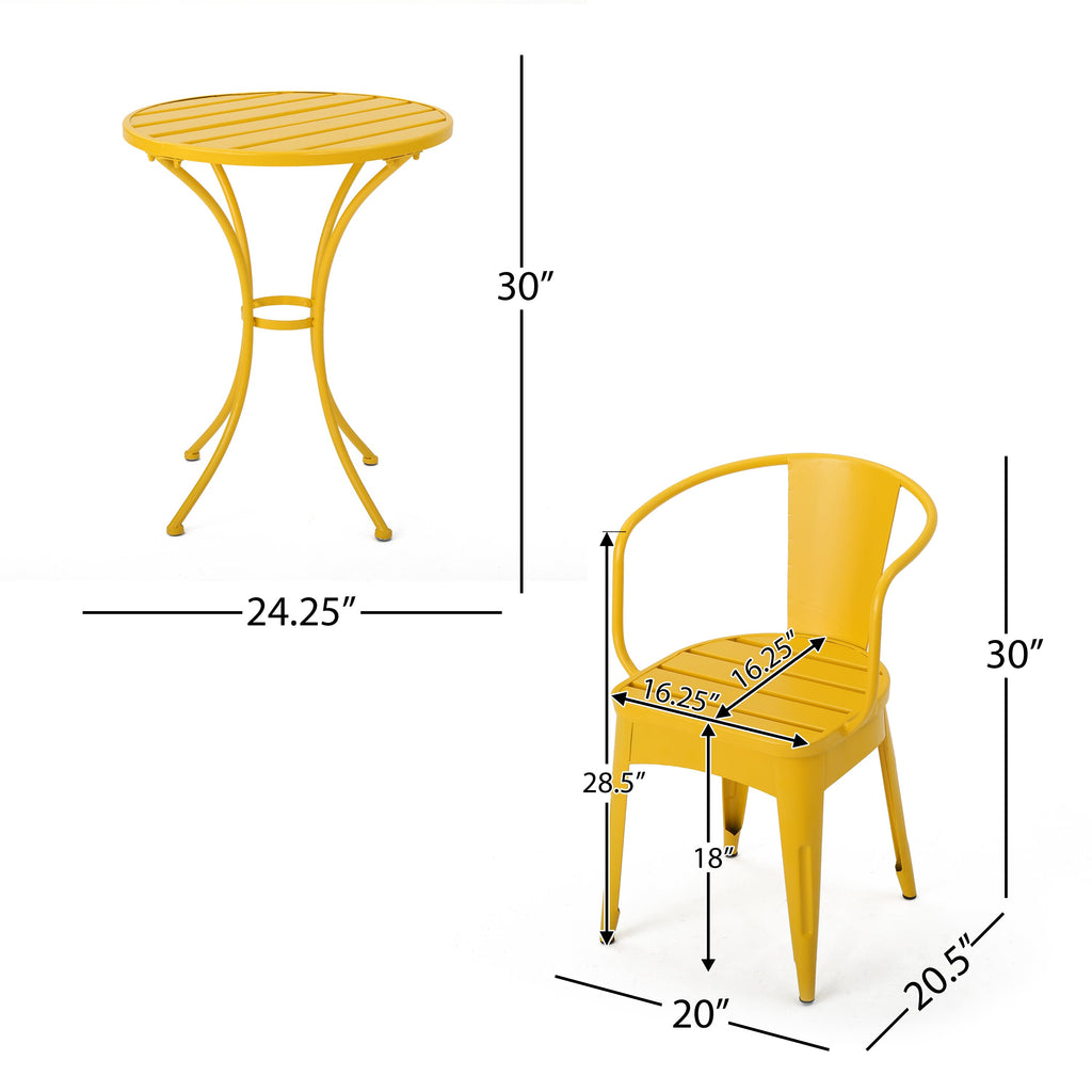 Colman 3-Piece Iron Bistro Set with Table and 2 Chairs