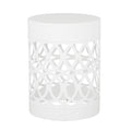 Symmetry White Outdoor Cylindrical End Table with Overlapping Circle Pattern