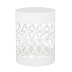 Symmetry White Outdoor Cylindrical End Table with Overlapping Circle Pattern