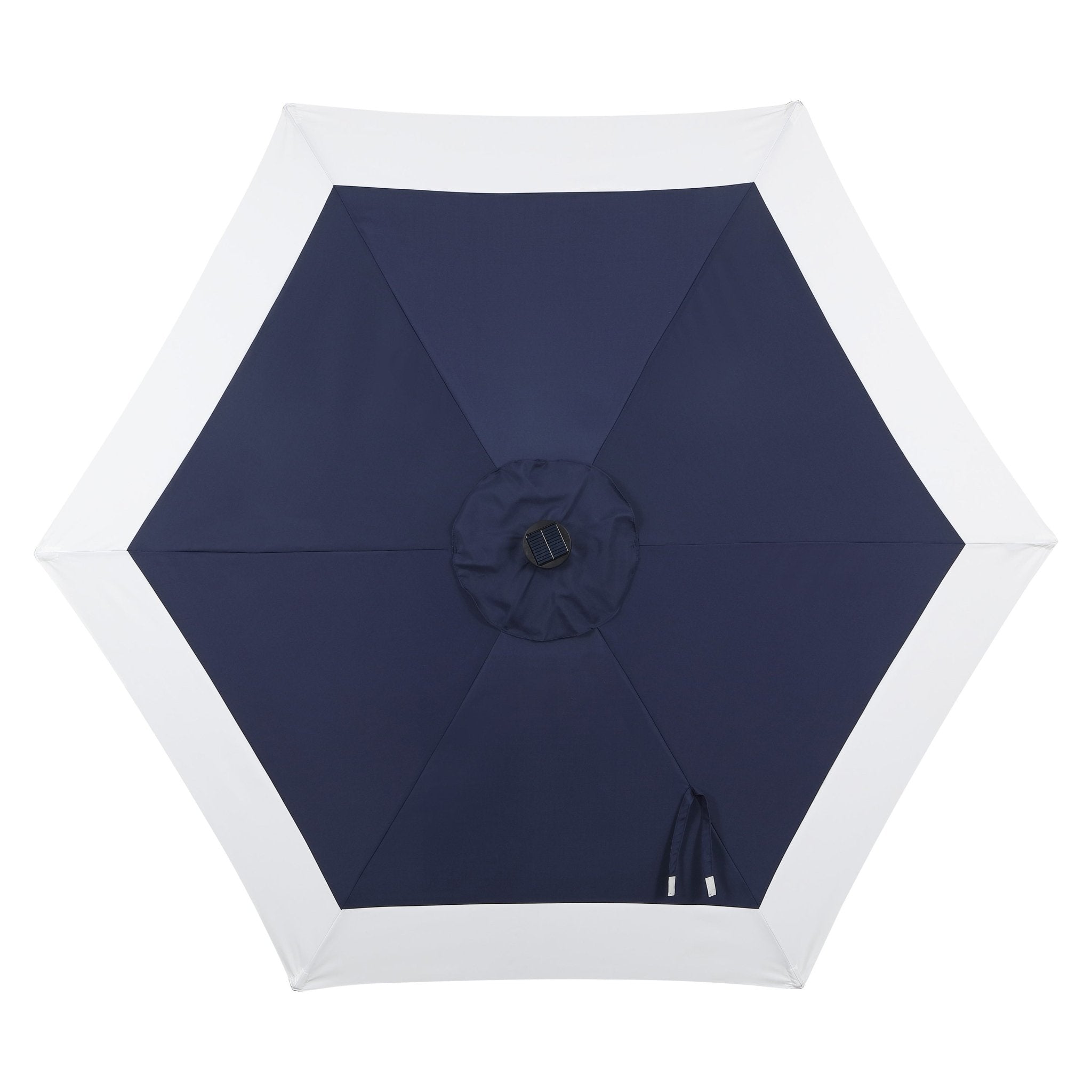 Spencer Classic Coastal 2-Tone Solar LED Market Patio Umbrella with 12 LED Strip Lights