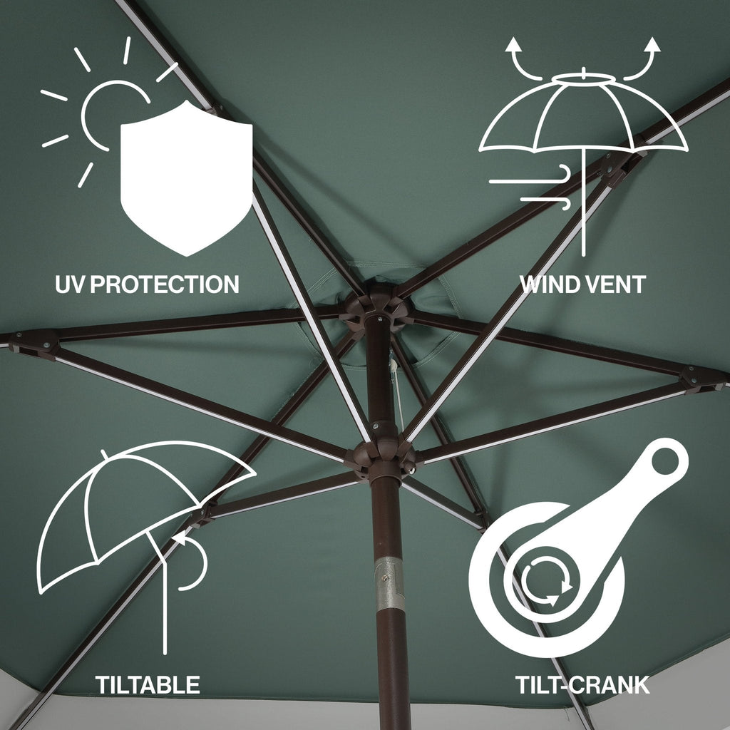 Spencer Classic Coastal 2-Tone Solar LED Market Patio Umbrella with 12 LED Strip Lights