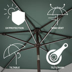 Spencer Classic Coastal 2-Tone Solar LED Market Patio Umbrella with 12 LED Strip Lights