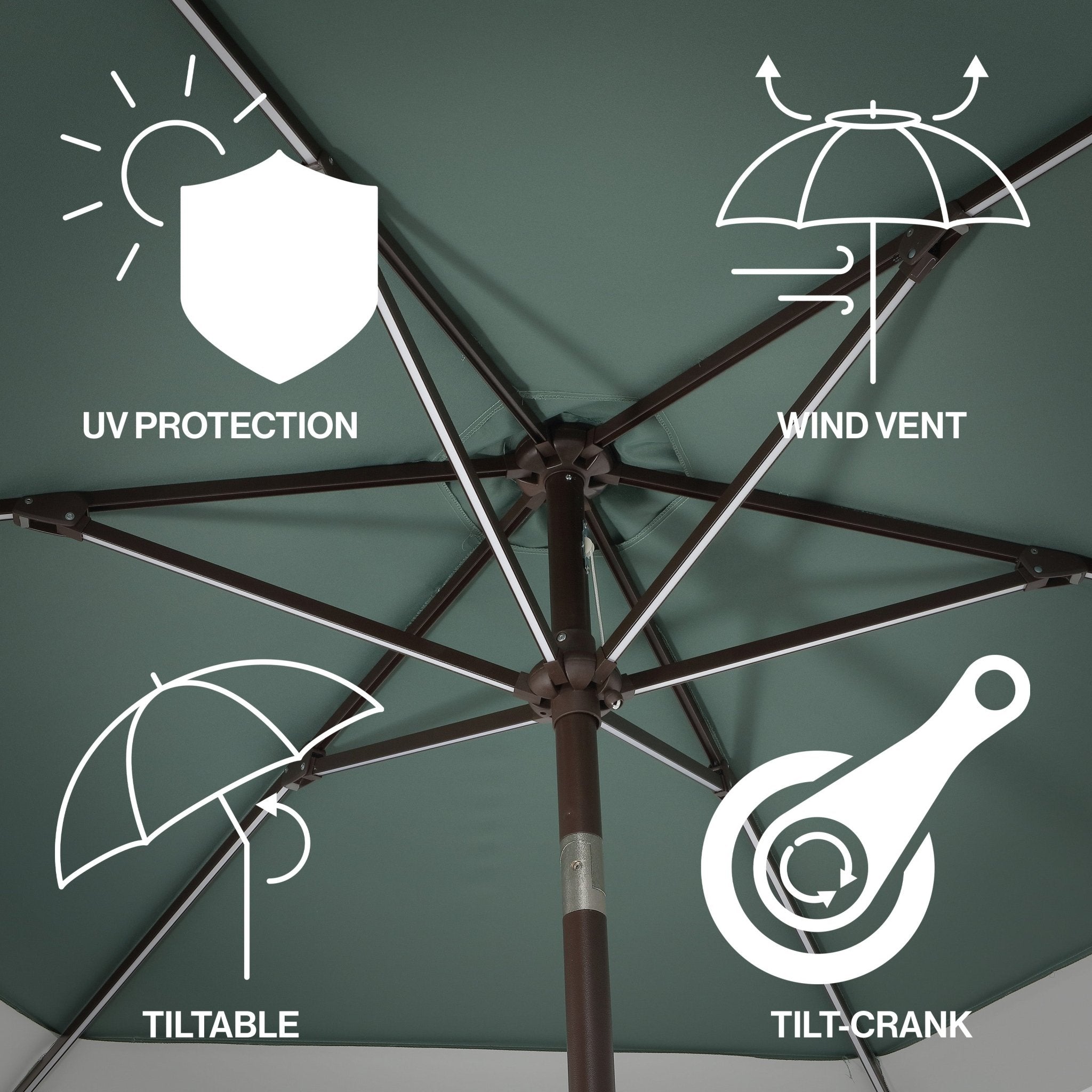 Spencer Classic Coastal 2-Tone Solar LED Market Patio Umbrella with 12 LED Strip Lights