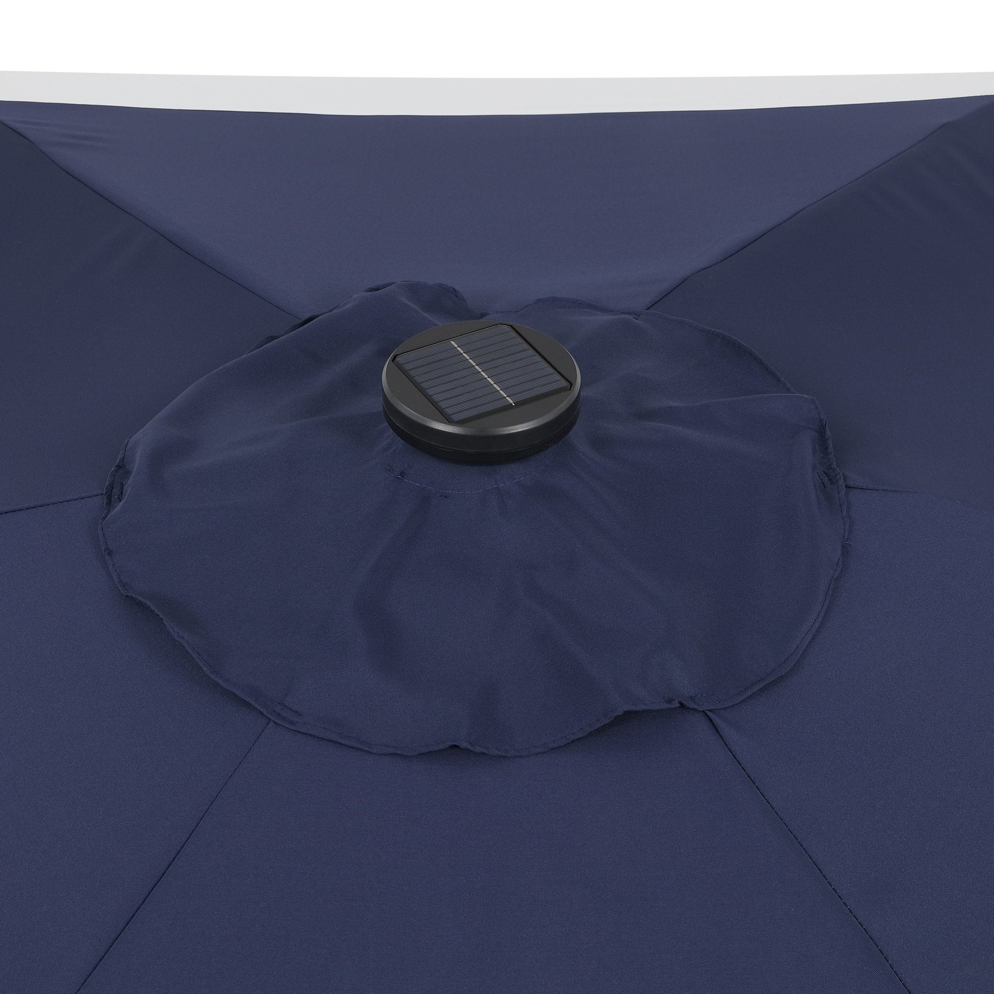 Spencer Classic Coastal 2-Tone Solar LED Market Patio Umbrella with 12 LED Strip Lights